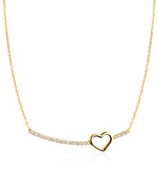 SAVICKI Colier inimă din aur 585 cu diamante albe 0.15 ct 47 cm