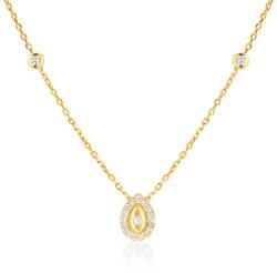SAVICKI Colier lacrimă din aur 585 cu diamante albe 0.16 ct 44 cm