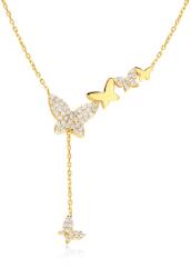 SAVICKI Colier fluture din aur 585 cu diamante albe 0.29 ct 49 cm