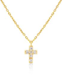 SAVICKI Colier cruciuliță din aur 585 cu diamante albe 0.05 ct 43 cm