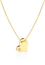 SAVICKI Colier inimă din aur 585 cu diamant alb 0.02 ct 44 cm