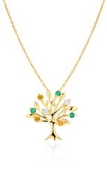 SAVICKI Colier copac din aur 585 cu diamante albe 0.18 ct 44 cm