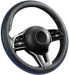 Autolife Bőrhatású Kormányvédő 38cm / Kék betétes (00795) - autolife