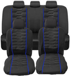 Autolife 9 részes univerzális üléshuzat szett - Légzsákos - fekete színű, kék csíkokkal (203-4BL) - autolife