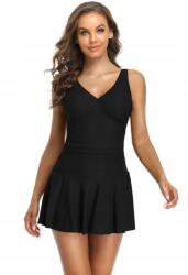 Shekini Shekini: Női fürdőruha V-nyakkivágással és gofri textúrával (Fekete)