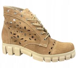  Janta női bokacsizma 21182 Méret 37 Bézs áttört velúr (21182)