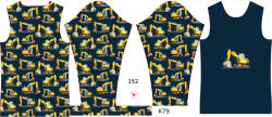 Takoy Panou pentru tricou funcțional copii cu mânecă lungă 152 escavator albastru închis