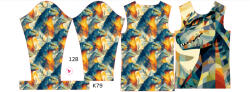 Takoy Panou pentru tricou funcțional copii cu mânecă lungă 128 godzila geometrică