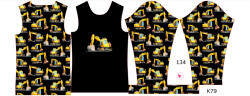 Takoy Panou pentru tricou funcțional copii cu mânecă lungă 134 escavator negru