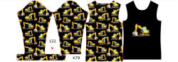 Takoy Panou pentru tricou funcțional copii cu mânecă lungă 122 escavator negru