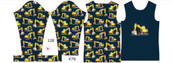 Takoy Panou pentru tricou funcțional copii cu mânecă lungă 128 escavator albastru închis