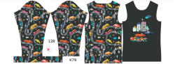 Takoy Panou pentru tricou funcțional copii cu mânecă lungă 128 mașini colorate