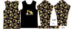 Takoy Panou pentru tricou funcțional copii cu mânecă lungă 140 escavator negru
