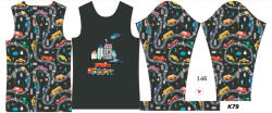 Takoy Panou pentru tricou funcțional copii cu mânecă lungă 146 mașini colorate