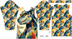 Takoy Panou pentru tricou funcțional copii cu mânecă lungă 164 godzila geometrică