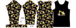 Takoy Panou pentru tricou funcțional copii cu mânecă lungă 128 escavator negru