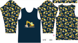 Takoy Panou pentru tricou funcțional copii cu mânecă lungă 164 escavator albastru închis