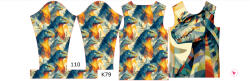 Takoy Panou pentru tricou funcțional copii cu mânecă lungă 110 godzila geometrică