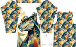 Takoy Panou pentru tricou funcțional copii cu mânecă lungă 170 godzila geometrică