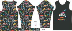 Takoy Panou pentru tricou funcțional copii cu mânecă lungă 152 mașini colorate