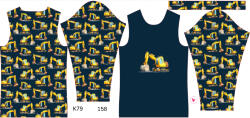 Takoy Panou pentru tricou funcțional copii cu mânecă lungă 158 escavator albastru închis