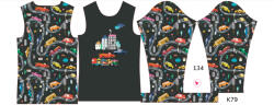 Takoy Panou pentru tricou funcțional copii cu mânecă lungă 134 mașini colorate