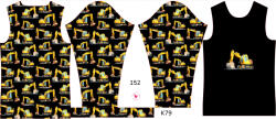 Takoy Panou pentru tricou funcțional copii cu mânecă lungă 152 escavator negru