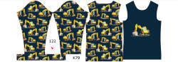 Takoy Panou pentru tricou funcțional copii cu mânecă lungă 122 escavator albastru închis