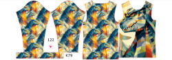 Takoy Panou pentru tricou funcțional copii cu mânecă lungă 122 godzila geometrică