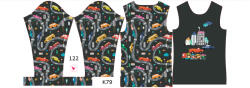 Takoy Panou pentru tricou funcțional copii cu mânecă lungă 122 mașini colorate