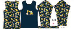 Takoy Panou pentru tricou funcțional copii cu mânecă lungă 140 escavator albastru închis