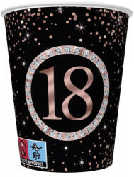  Happy Birthday 18 Rose Gold papír pohár 8 db-os 250 ml (PKK760548) - oliviashop
