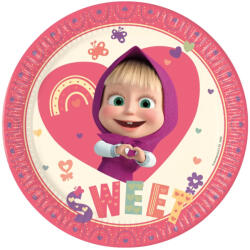  Mása és a medve Sweet Heart papírtányér 8 db-os 23 cm FSC (PNN97907) - oliviashop