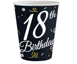  Happy Birthday 18 B&C papír pohár 6 db-os 200 ml (MLG151138) - oliviashop