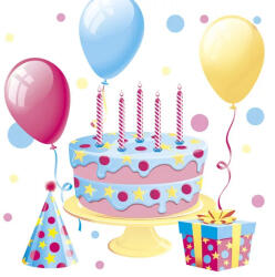  Happy Birthday Cake with Balloons szalvéta 20 db-os 33x33 cm (PKK046047) - oliviashop