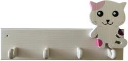 Gabeliz Cicás 4 akasztós fogas, fehér, pink foltokkal (3407F)