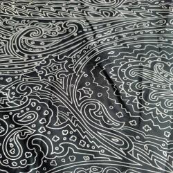  Bélés szövet fekete mintás poliészter c. za 0, 5m ruházat dekoráció (P00wzor)