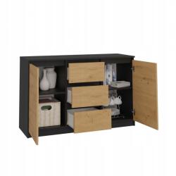 Topeshop Mályva komód 2D3S Antracit/Tölgy Artisan Modern Beltéri Bútor (2D3S ANT/ART KPL)