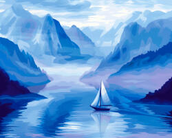 Alkotásutca Ködbe borult öböl - Számfestő készlet kereten 40x50