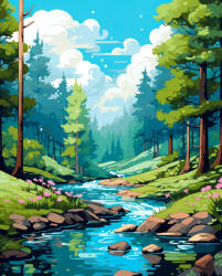 Alkotásutca Patak - Számfestő készlet kereten 40x50