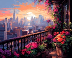 Alkotásutca Erkély - Számfestő készlet kereten 40x50