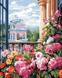 Alkotásutca Virágos homlokzat - Számfestő készlet kereten 40x50