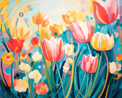 Alkotásutca Még több virág - Számfestő készlet kereten 40x50