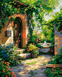 Alkotásutca Virágos ajtó - Számfestő készlet kereten 40x50