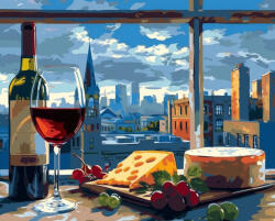 Alkotásutca Sajt és bor - Számfestő készlet kereten 40x50