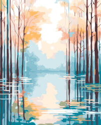 Alkotásutca Elárasztott erdő - Számfestő készlet kereten 40x50
