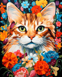Alkotásutca Macska virágok - Számfestő készlet kereten 40x50