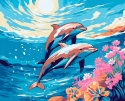 Alkotásutca Delfintánc - Számfestő készlet kereten 40x50