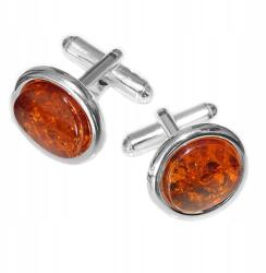  Ezüst Mandzsettagombok Borostyán ing öltönyhöz Ezüst (CzarBursztynu 1g22)