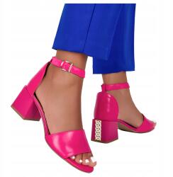 Casu Fukszia Női Bőrszandál Kényelmes Elegáns Vastag Sarkú 37-es méret (2592-159)